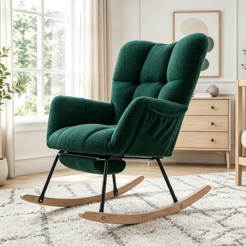 Chaise berçante Teddy, Green-Footstool