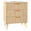 Table de chevet cannelée avec station de charge, avec 3 tiroirs, commode pour chambre à coucher, table de bout moderne Mid-Century, commode de table de chevet pour commode, pour chambre à coucher, salon, kaki