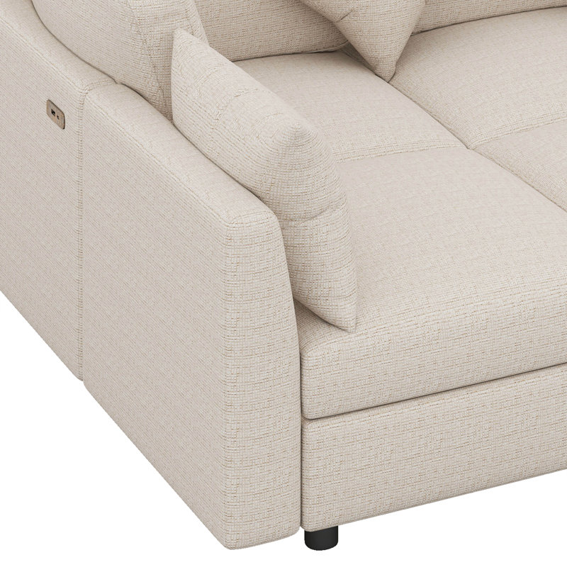 Canapé modulaire Canapé modulaire Canapé-lit en U Canapé-lit en L avec repose-pieds mobile et deux ports USB, Beige