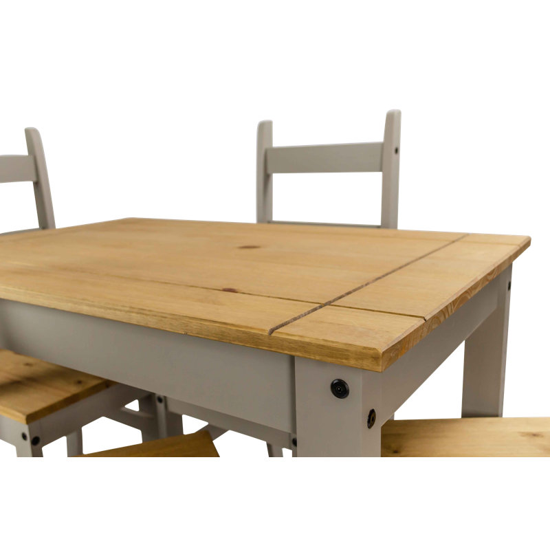 Bridewell 4 -Person Pine Solid Wood Dining Set, Grey/Antique Wax, Grey