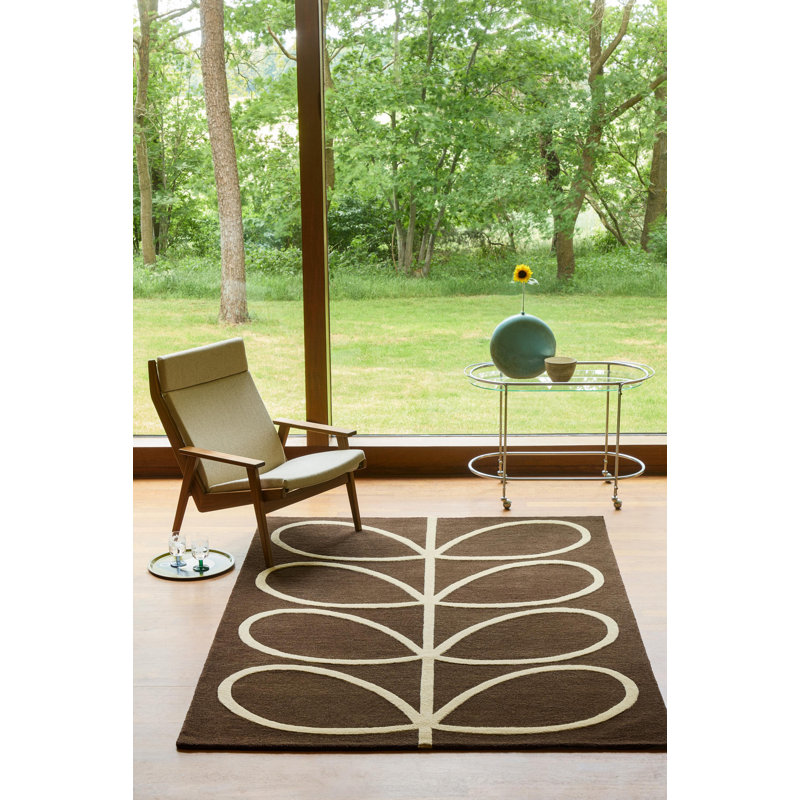 Hand Tufted Wool Abstract Area Rug in Walnut, Rectangle 6'7" x 9'2"