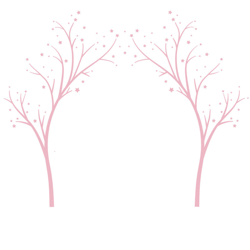 Décalcomanie murale arbres étoiles, H 80 po x l 99 po x P 0,01 po, Rose œillet