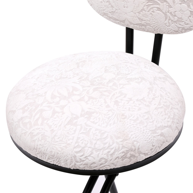 Round Print Bar Stools Set Of 2 Metal Upholstered Chairs For Kitchen Island & Dining Rooms Counter Stools