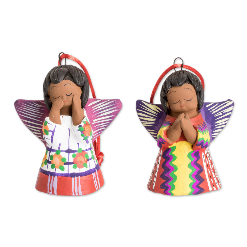 Ornements en céramique Bungalow Rose faits à la main par des anges de la paix (paire)