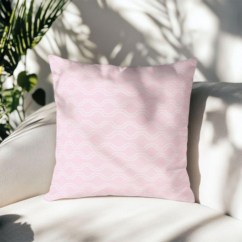 Coussin décoratif floral Wavy Vine - résistant aux rayons UV et aux intempéries, Square 18", Pink