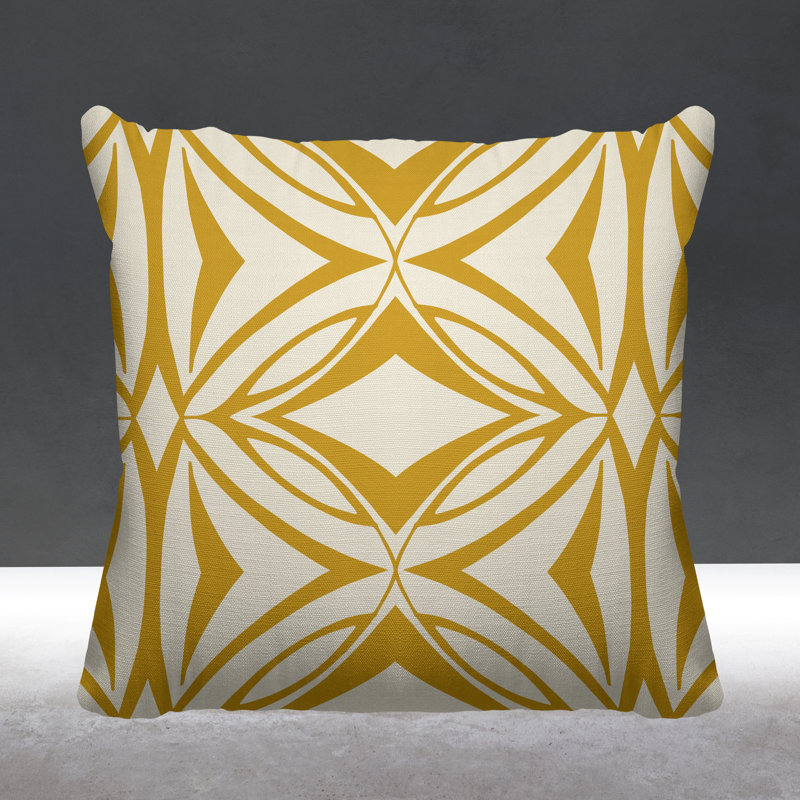 Coussin décoratif intérieur / extérieur Eamon, L 15 po x H 15 po, Jaune