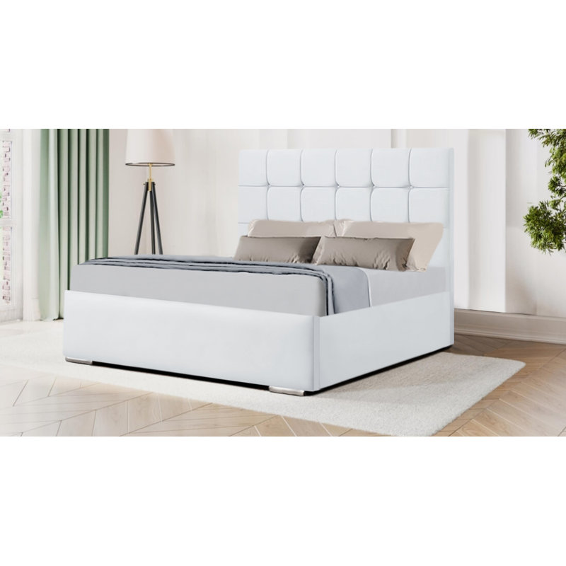 Ardonia Upholstered Bed, UK Double - DE 135 x 190 cm, White