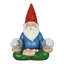 Statue solaire gnome tenant deux boules craquelées