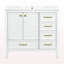 Meuble-lavabo 36 po avec lavabo, armoire de salle de bain avec porte à fermeture en douceur, 4 tiroirs de différentes tailles, cadre et pied, un paquet, vert-315821615