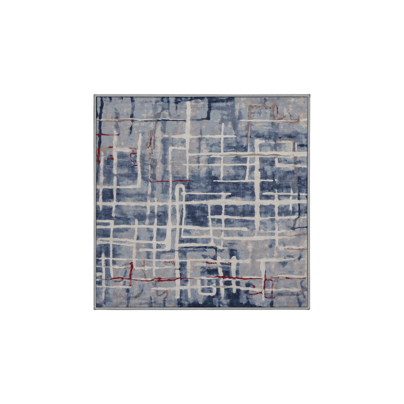 Tapis gris lavable à la machine, Carré 8 pi