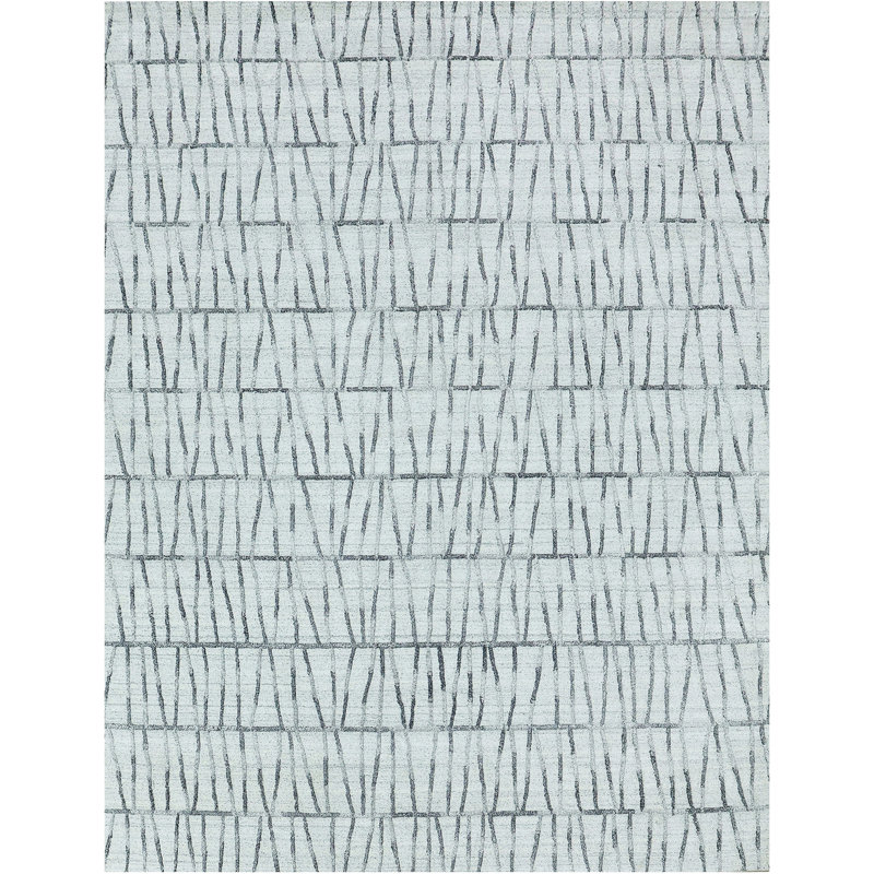 Abstract Area Rug in Silver/Dark Gray, Rectangle 10' x 14'