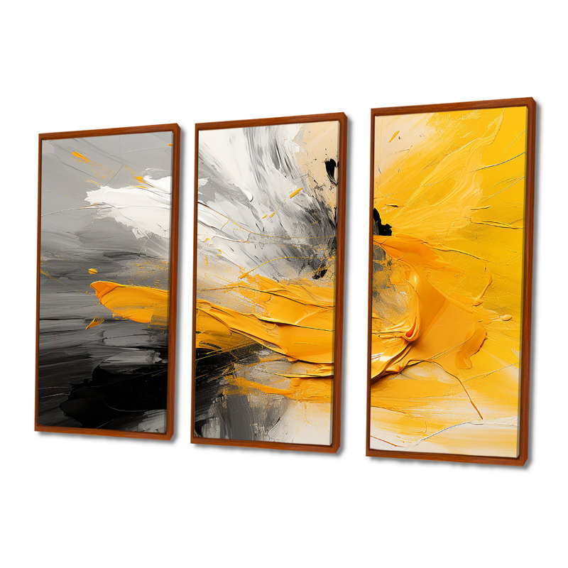 Daelani - Ensemble de salon abstrait, Cadre flottant brun, H 40 po x l 60 po x P 1 po