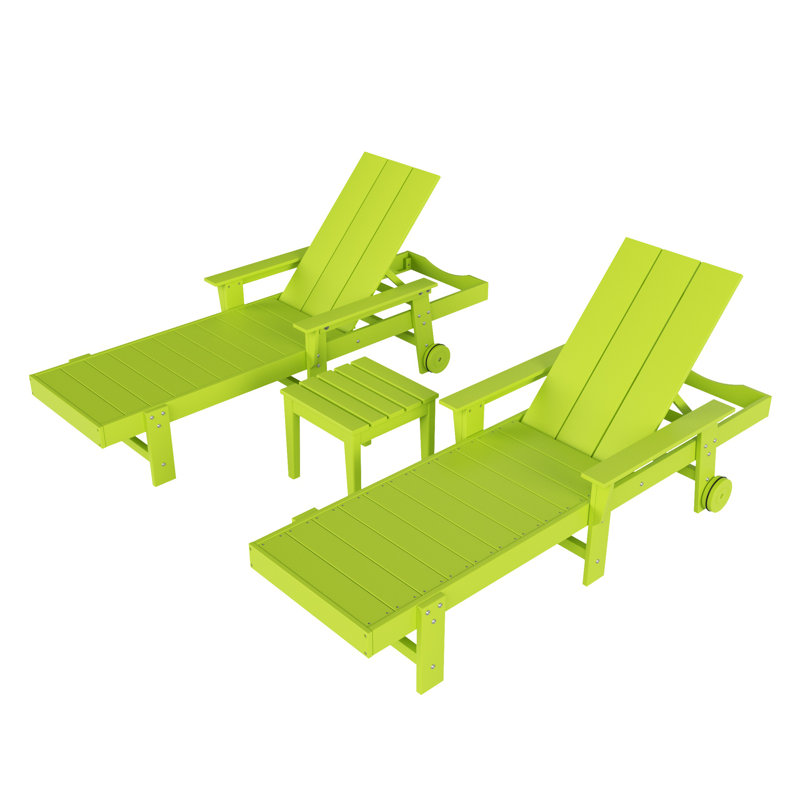 Joubert Outdoor Chaise Lounge with Table, Lime