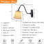 Applique murale à pile 1 lumière W6 de style Mid-Century noir à pile avec abat-jour en tissu beige à intensité variable et à intensité variable rechargeable