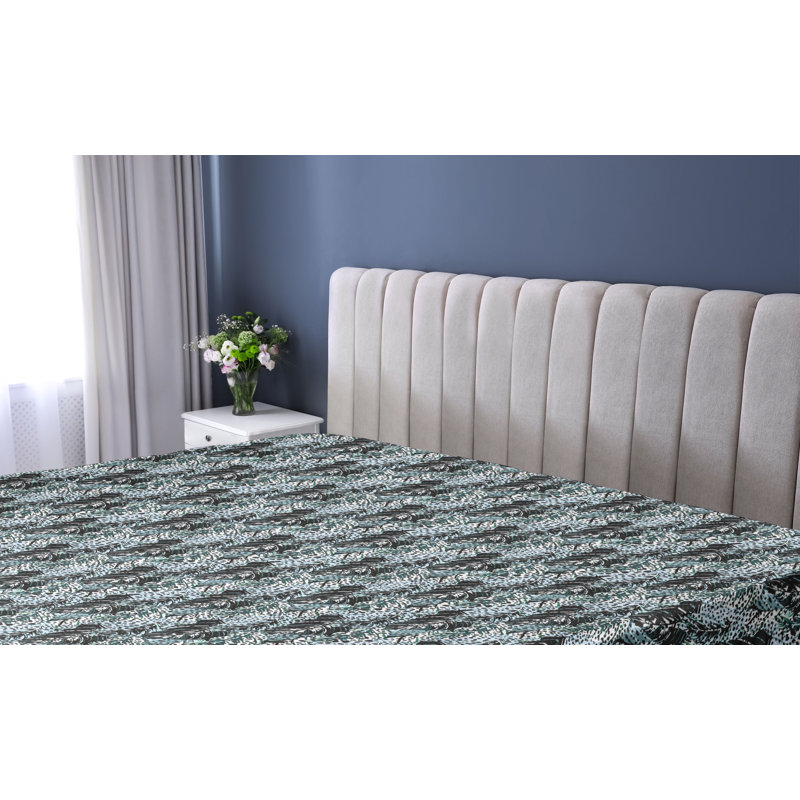 Drap-housse à motif de feuilles Ambesonne, California King Fitted Sheet