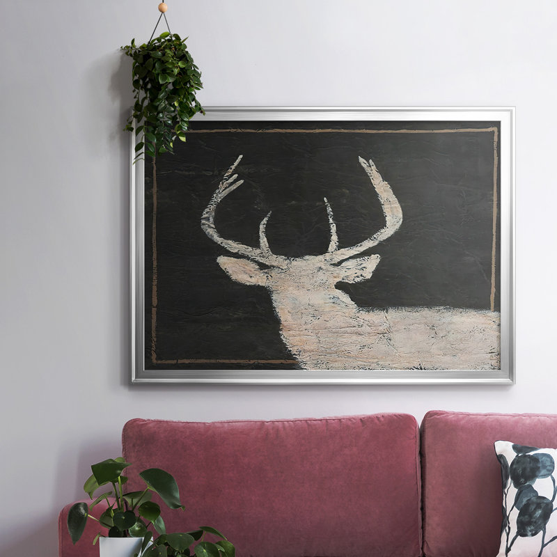 Brow Tine Deer I, reproduction d'art sur toile, H 14 po x l 20 po x P 1,5 po, Argent