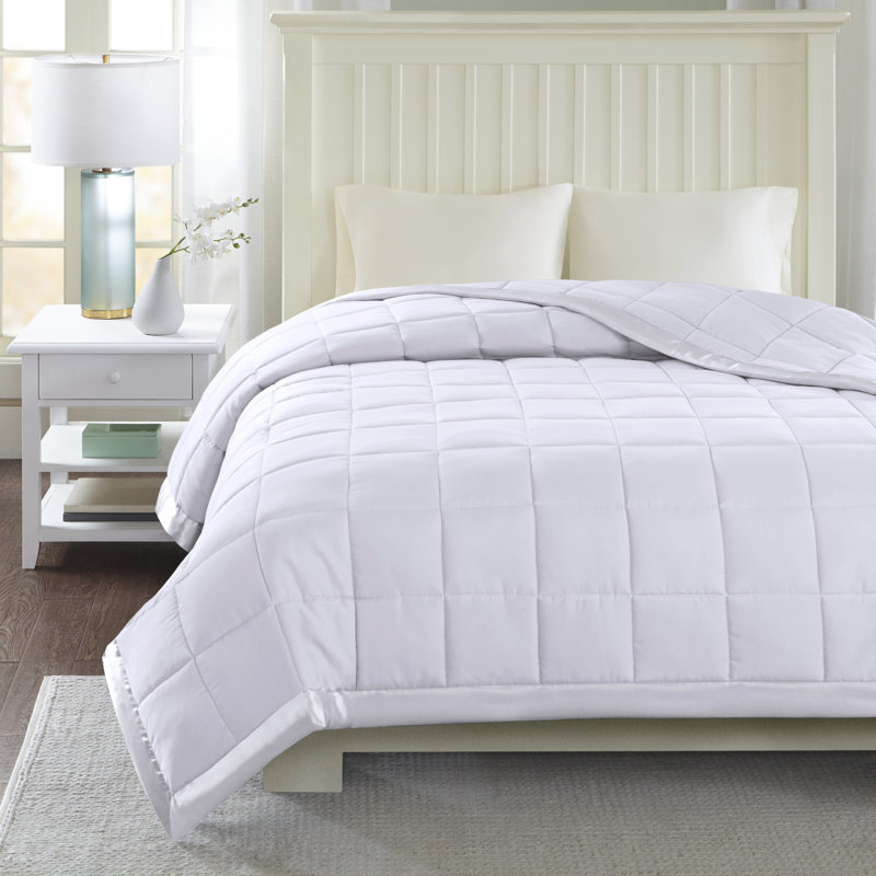 Luxurious Twin Satin-Trimmed Microfiber Down Alternative Blanket