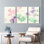 Ensemble de 3 tableaux abstraits floraux à l'aquarelle sur toile tendue, pour la décoration du salon et de la chambre.