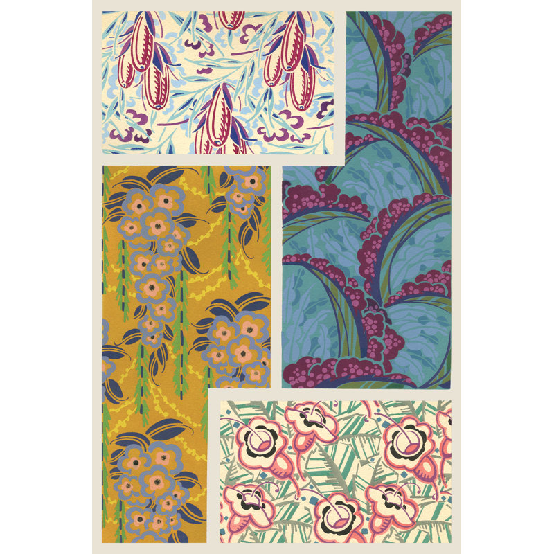 "Art Deco Florals III" par Baxter Mill, impression sur toile tendue, H 36 po x l 24 po