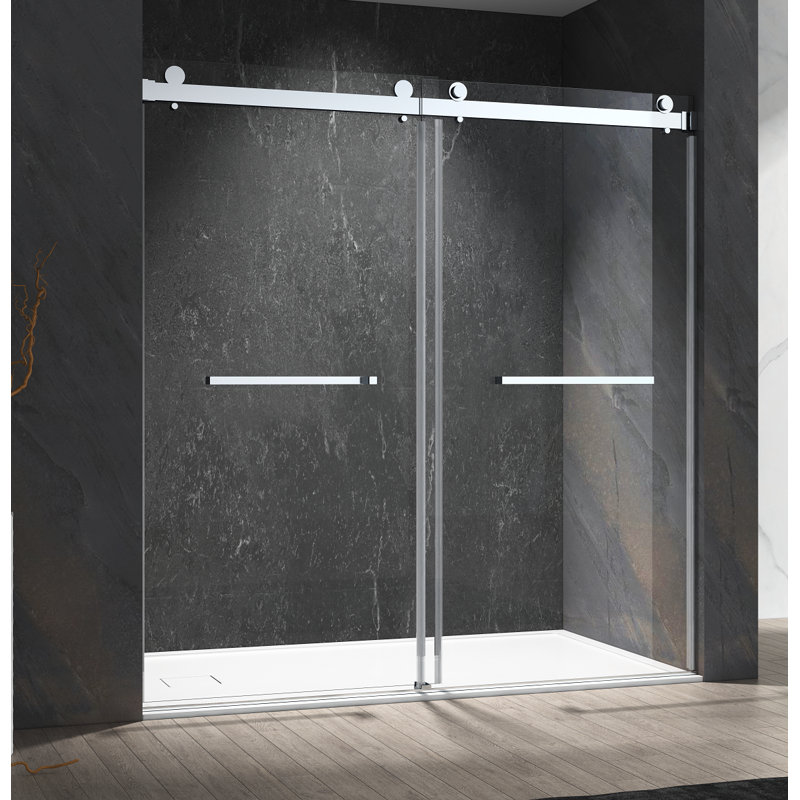 46"-48" W * 76" H Tempered Glass Double Sliding Shower Door 10mm, Chrome