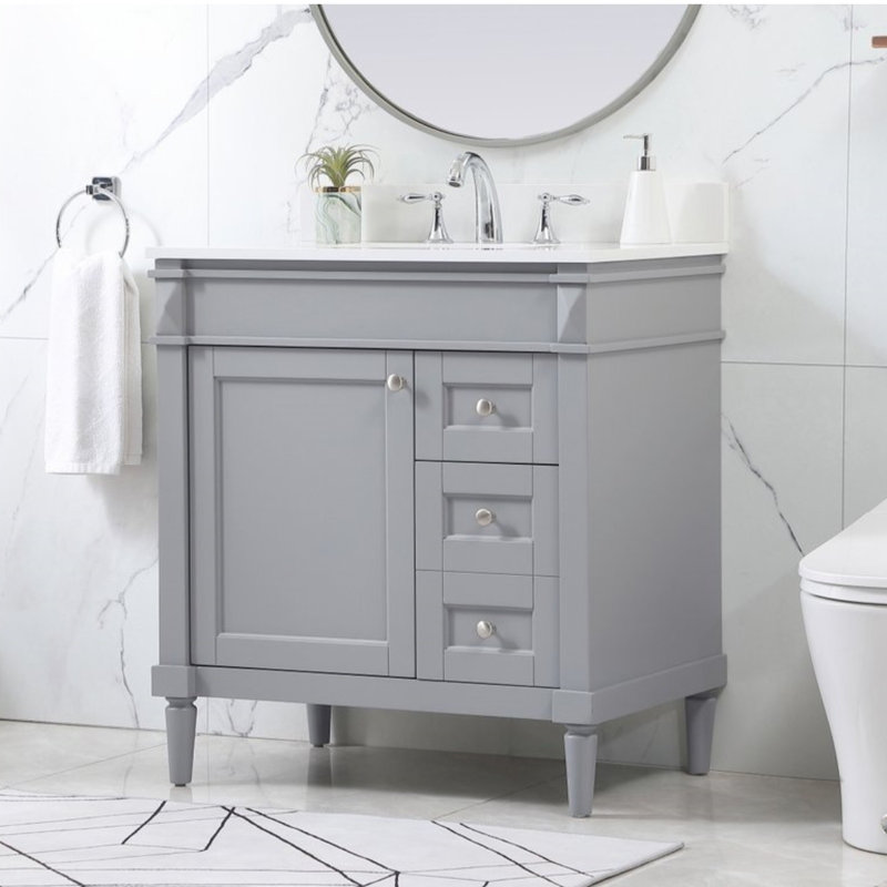 Readington 32'' Single Bathroom Vanity with Engineered Marble Top, Gray