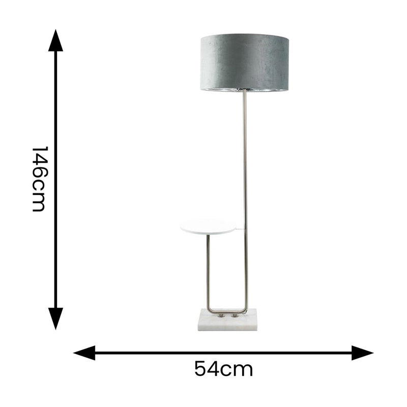 Ahlayla 146cm Traditional Floor Lamp, Brushed/White, Yes, Grey/Chrome