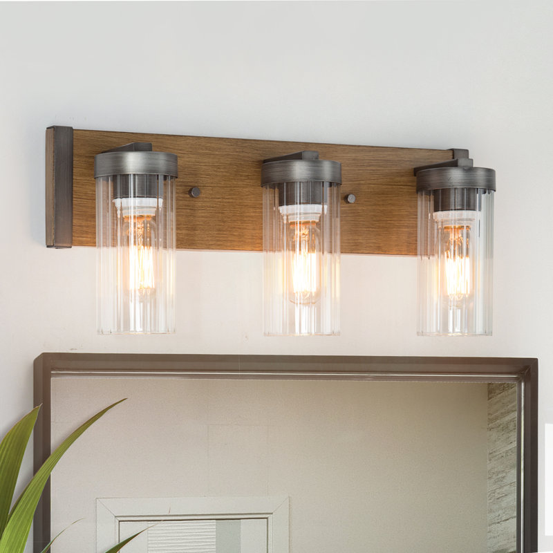 Kinman 3-light Brown Farmhouse Vanity Light Bar