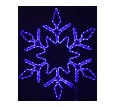 Neo-neon Christmas Rope Snowflake with Twinkle, Blue