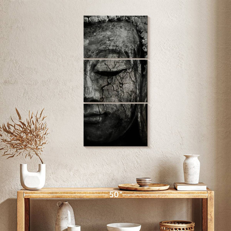 Ensemble de 3 pièces bouddha méditant sur toile, H 38 po x l 18 po x P 1,25 po