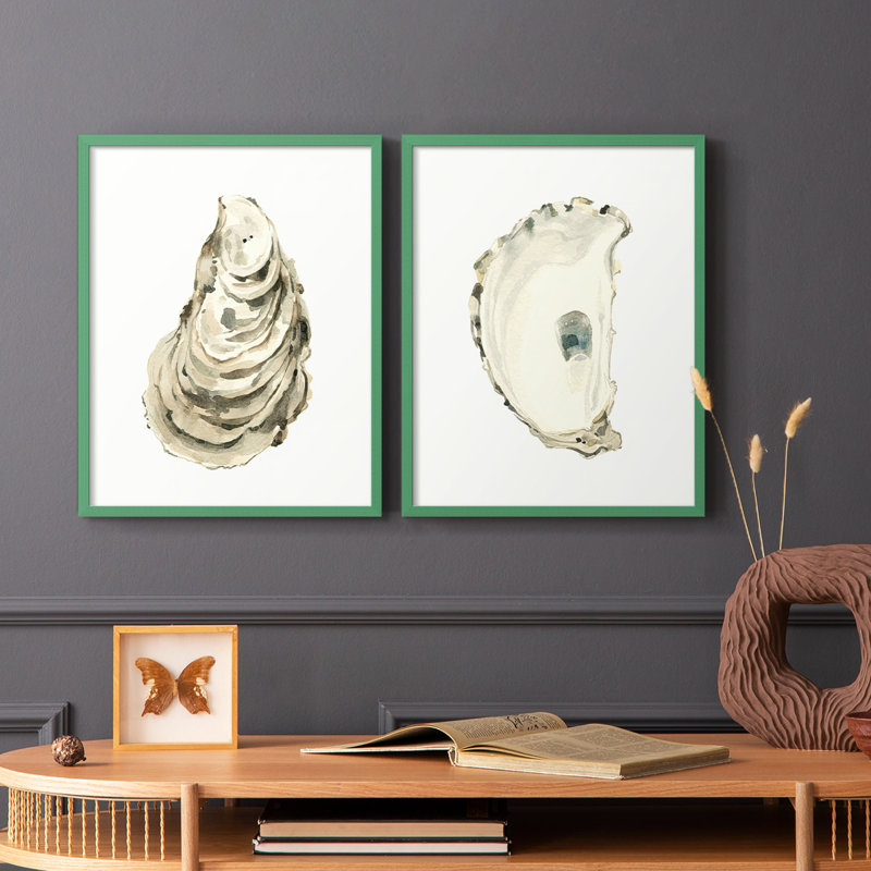 «Neutral Oyster Study I» - reproduction encadrée de qualité supérieure - prête à être accrochée - aucun clou requis - aucun clou requis