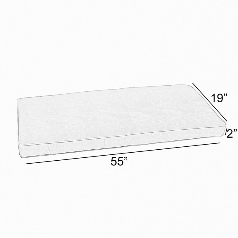 Sunbrella Outdoor Bench Seat Cushion, 2" H x 55" W x 19" D