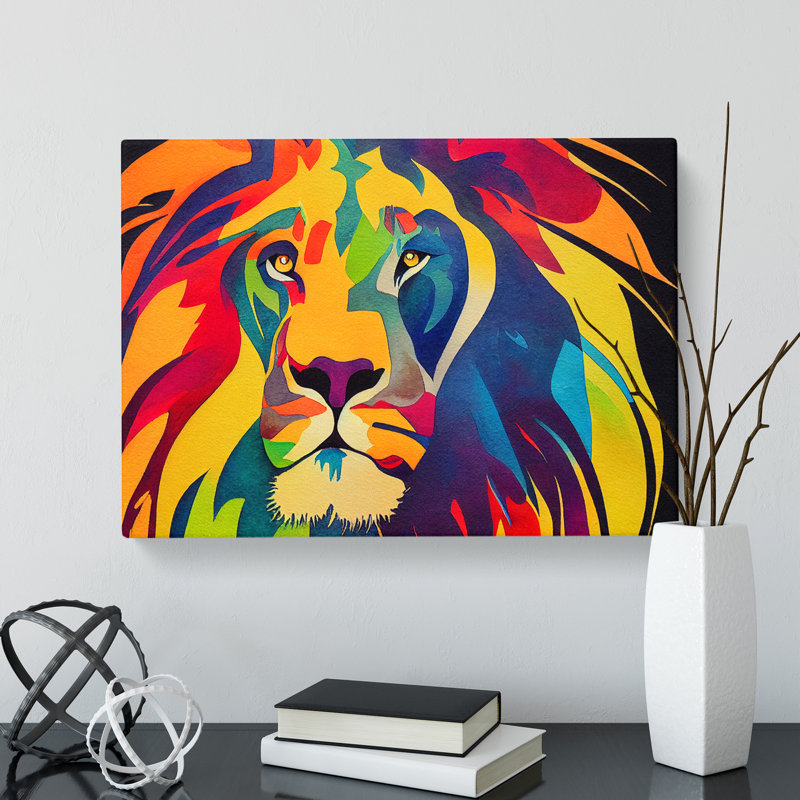 Lion Watercolour Vol.3 Abstract - Wrapped Canvas Print, 35cm H x 50cm W x 3cm D