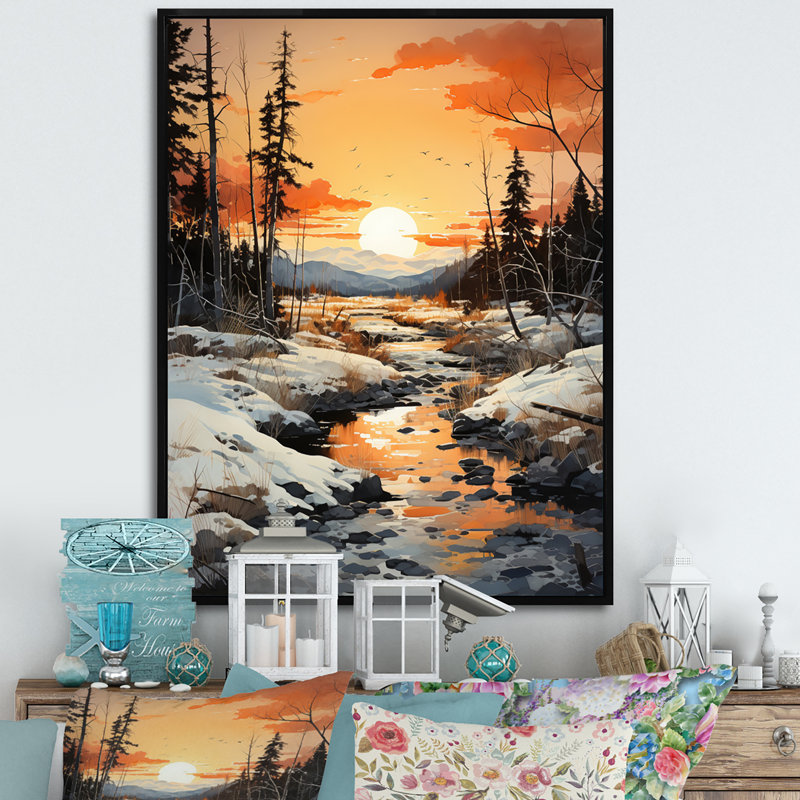 Zaha " Alaska Arctic Sunset I ", 20" H x 12" W x 1" D, Black Floater Framed