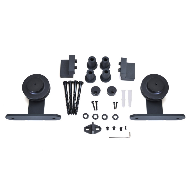 Top Mount Style Sliding Standard Single Track Barn Door Hardware Kit, Matte Black