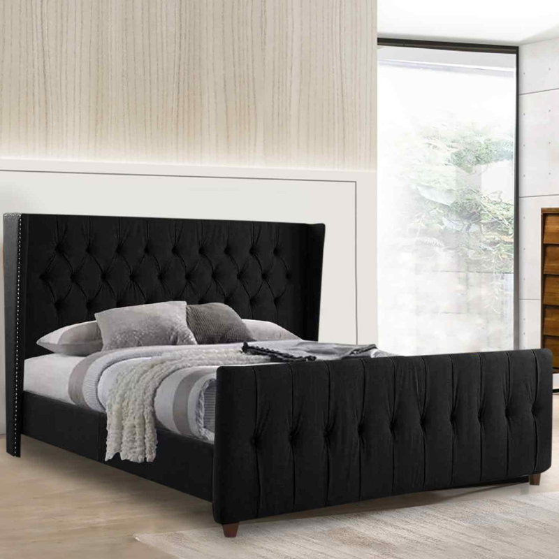 Upholstered Bed, Black, Super King (6')