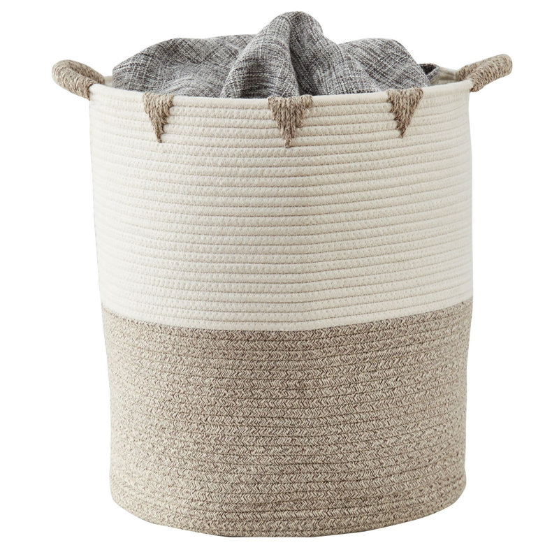 Ensemble de paniers en tissu, Beige / ivoire / blanc, H 14 po x l 12,6 po x P 12,6 po, 5