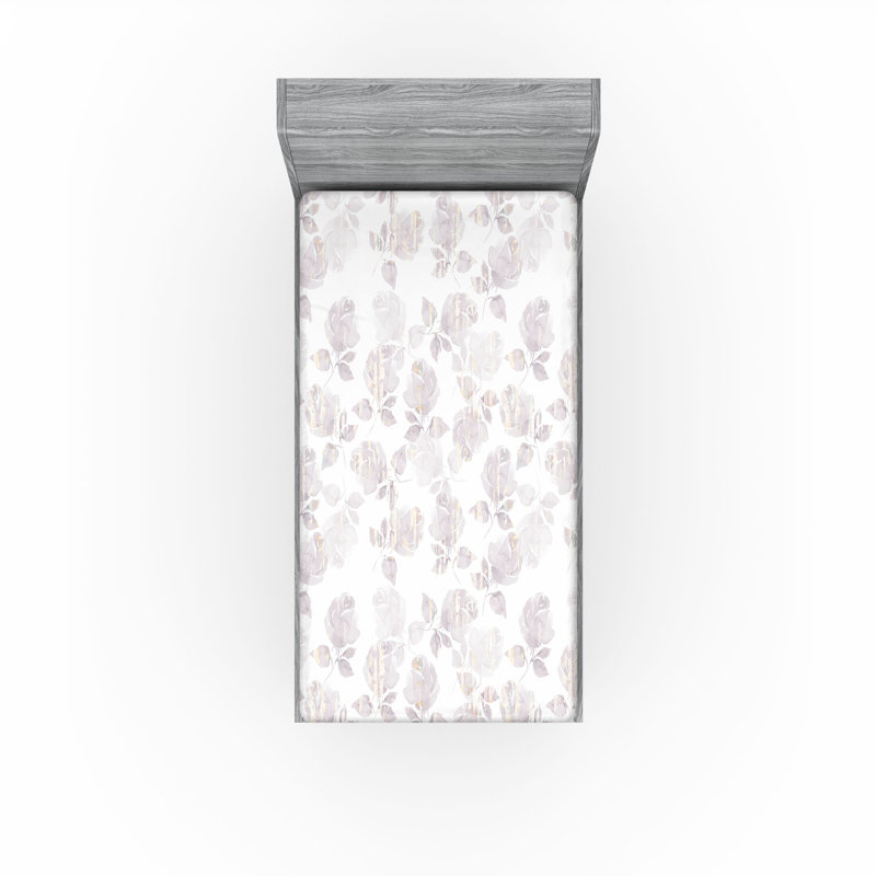 Microfiber Fitted Sheet, Twin Fitted Sheet, Light Gray Fish