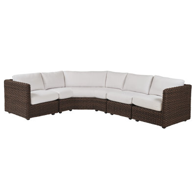Kilimanjaro 126" Wide Outdoor Wicker Curved Patio Sectional with Sunbrella Cushions
