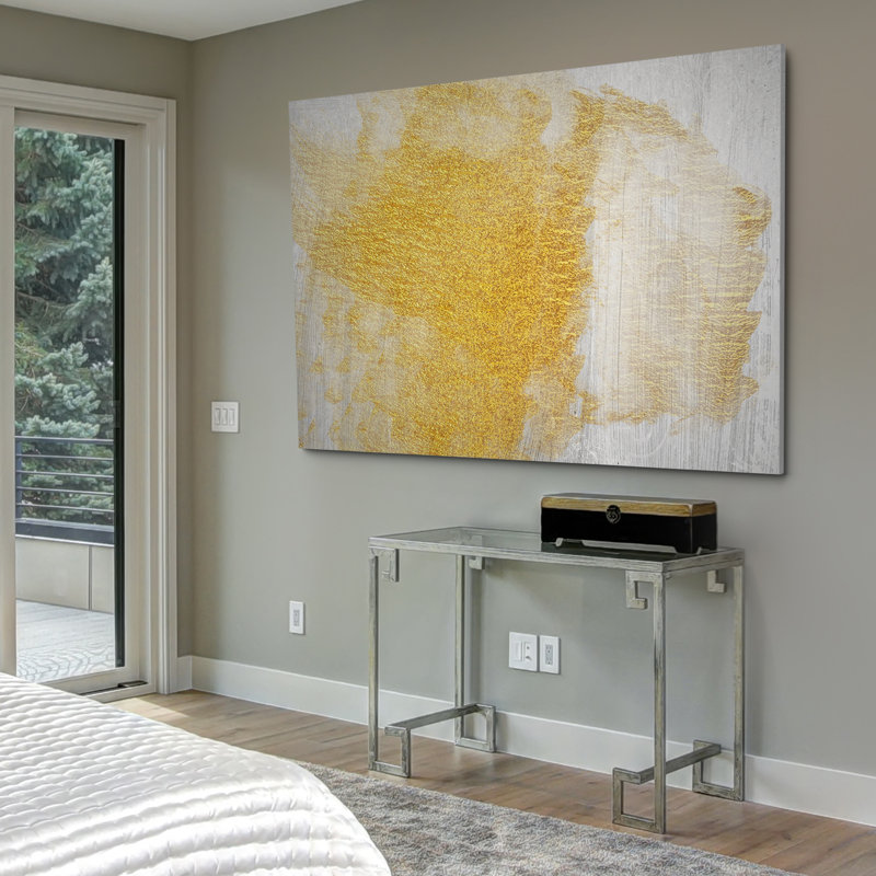 « gold on stone ii », reproduction de peinture à l’huile sur toile tendue, H 12 po x l 18 po