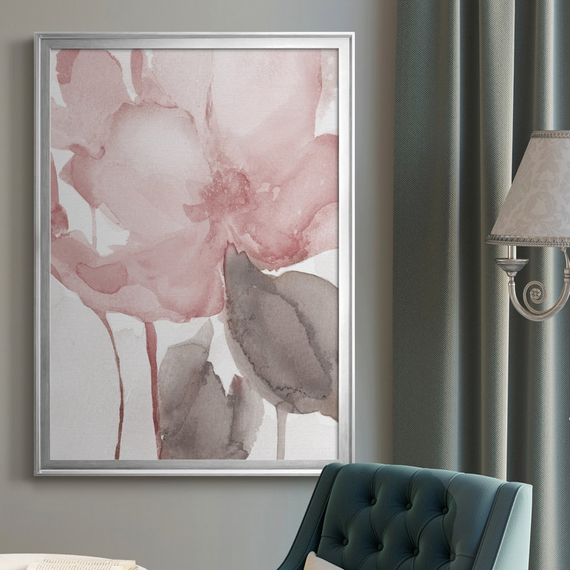 Blush Bloom II - peinture sur toile encadrée, H 30,5 po x l 42,5 po x P 1,5 po, Argent