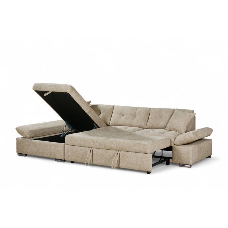 Aayush 4 Seater Sofa Bed, Left Hand Facing, Beige