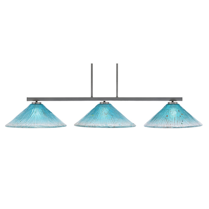 Bar 3 lumières Bremer avec verre 16 po Bremer, Cristal bleu sarcelle, Graphite