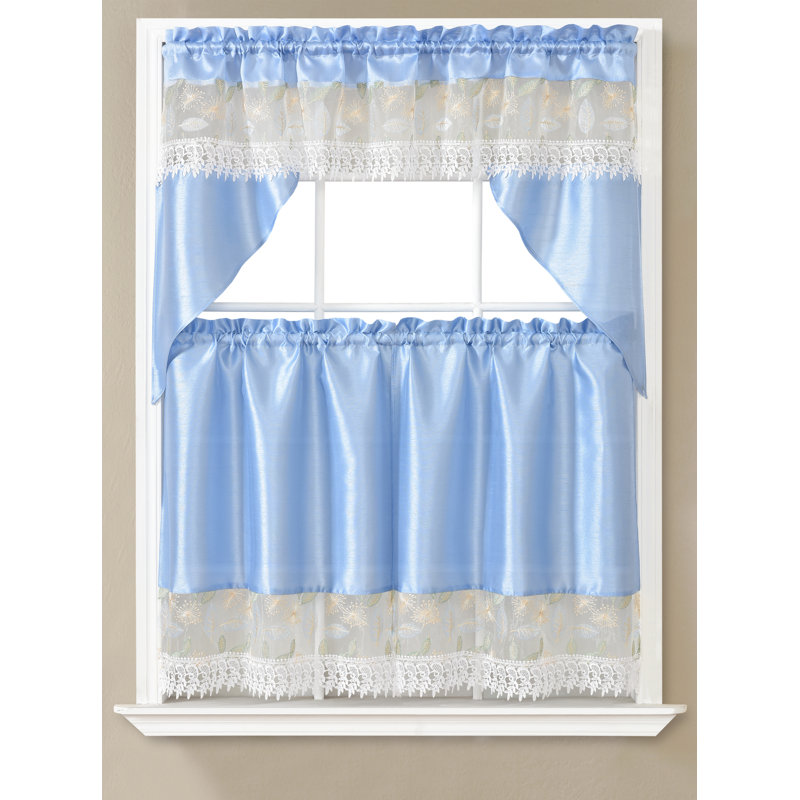 Ensemble de rideau de cuisine Shyler, Bleu