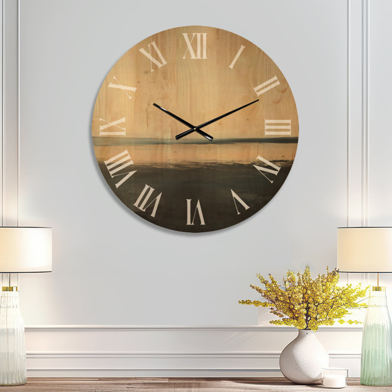 Silent Shoreline Drift II - Horloge murale ronde en bois de couleur crème, Medium