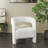 Rayisha Polyester Curved Back Mid Century Modern Round Boucle White Accent Chair