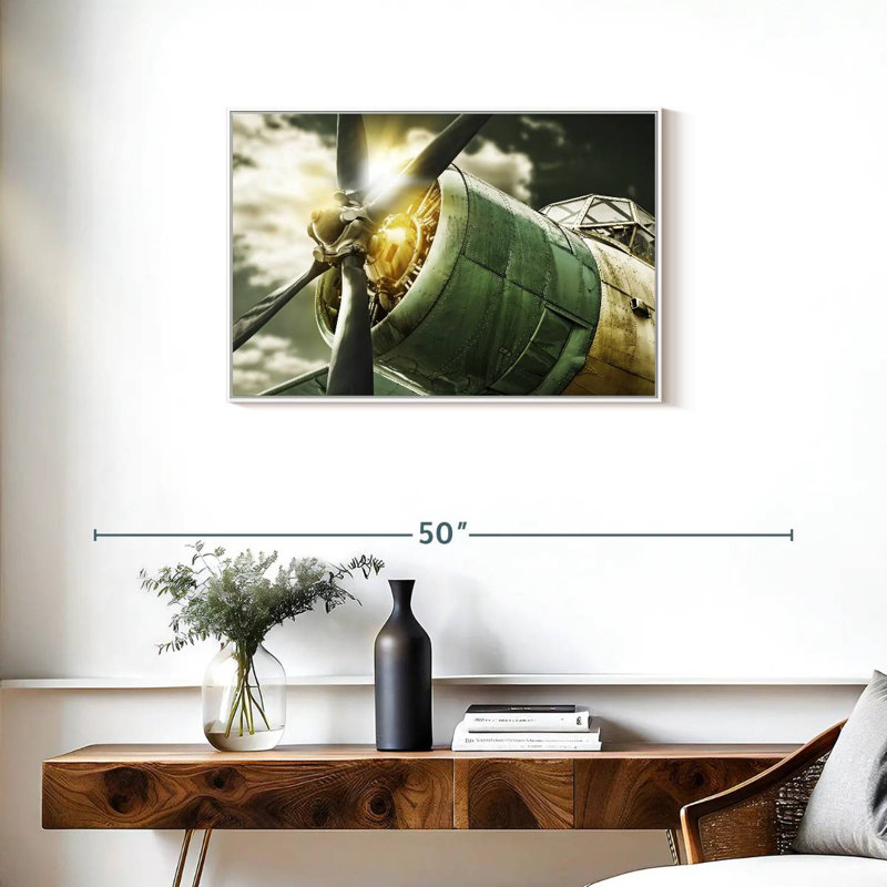 Vue du ciel de l'ancien avion, Cadre flottant blanc, 31 po x 21 po