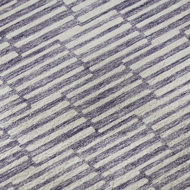Tapis lilas Prisco lavable à la machine de qualité supérieure, Rectangulaire 3 pi x 5 pi