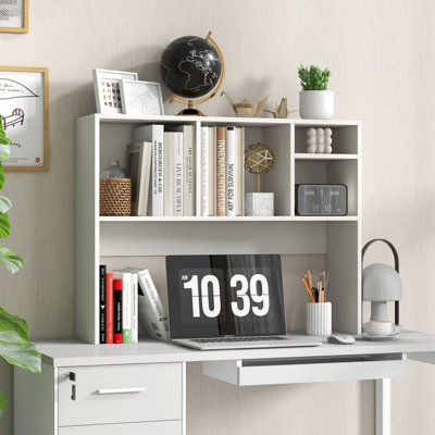 Computer Desktop Bookcase Countertop Storage Bookshelf With 4 Cubbies