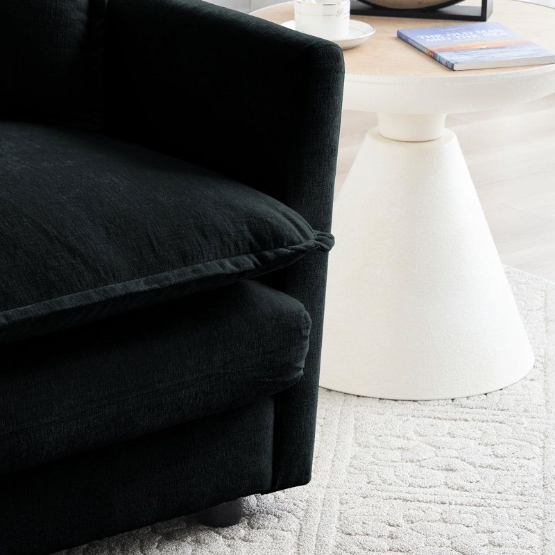 Comfy - Assise simple sans effort en chenille noire avec rembourrage en éponge