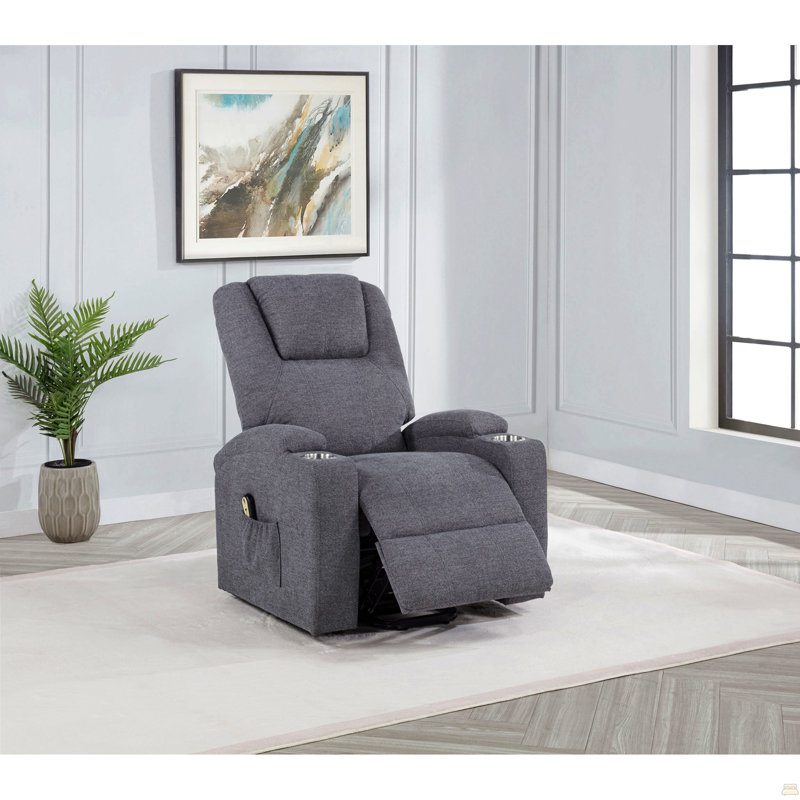 Grey Upholstered Power Lift Massage Chair